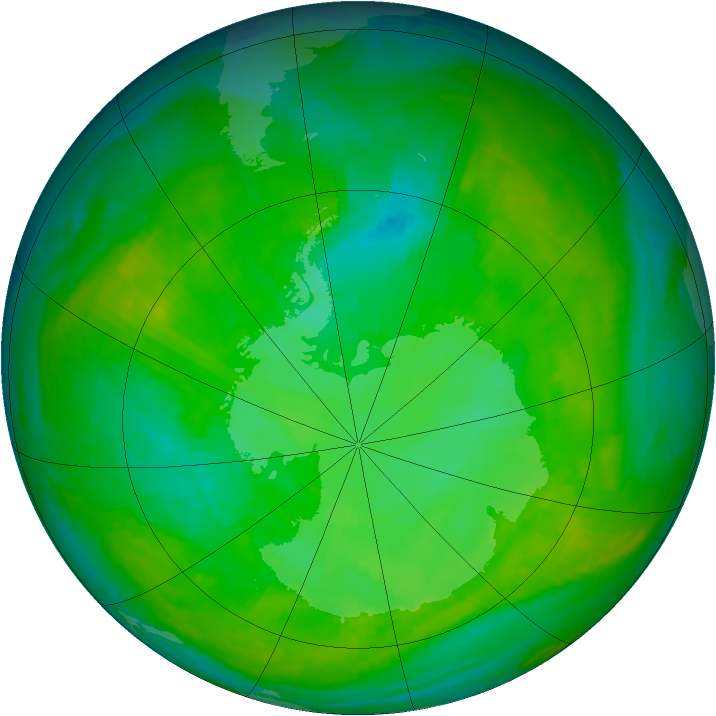 Antarctic ozone map for 11 December 2002